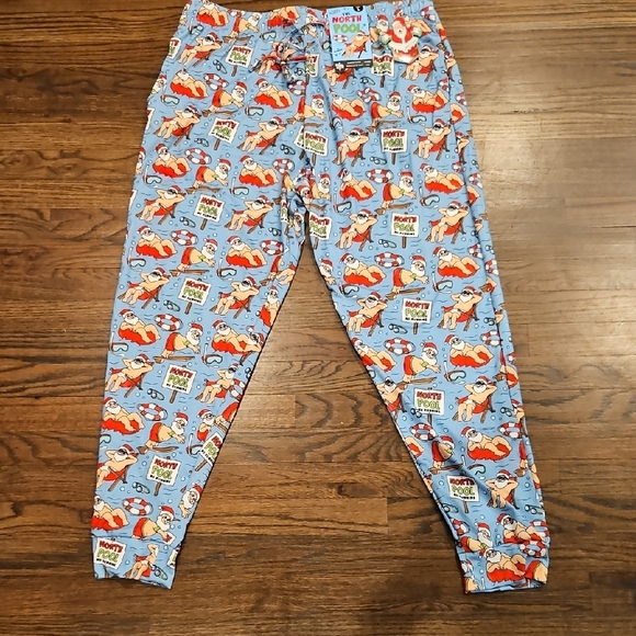 NWT Men's Christmas Santa Lounging In The Pool Cartoon Louge‎ Pant - Picture 1 of 4